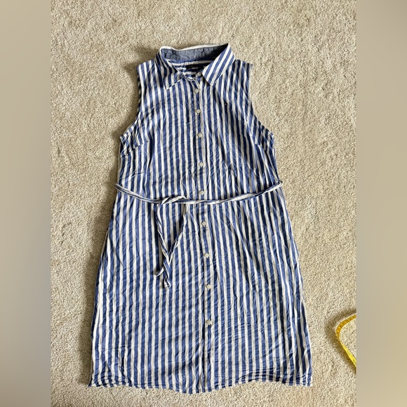 Tommy Hilfiger Striped Sleeveless Pocket Shirt Dress - Picture 1 of 9